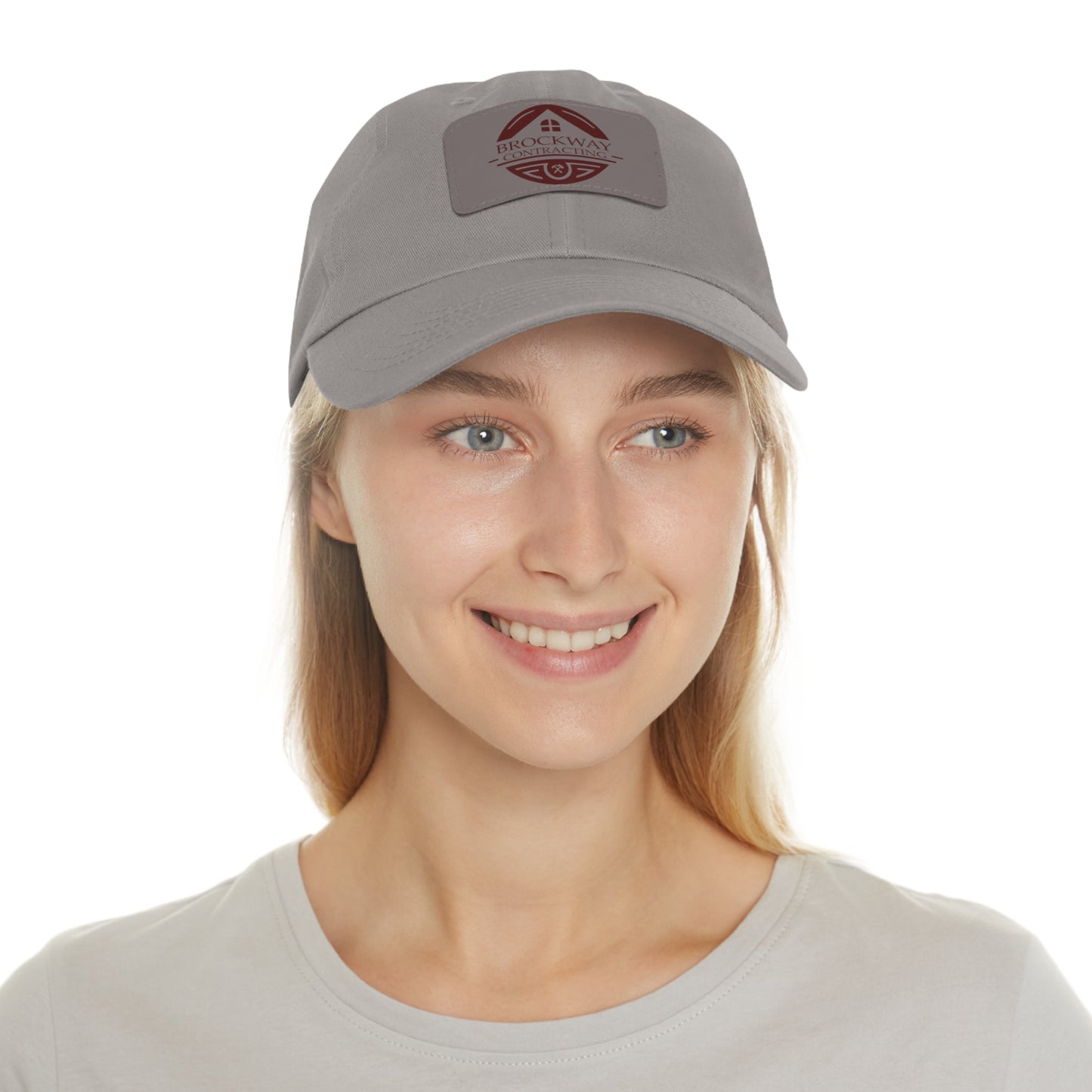 Leather Patch Dad Hat — Brockway Contracting Logo Cap