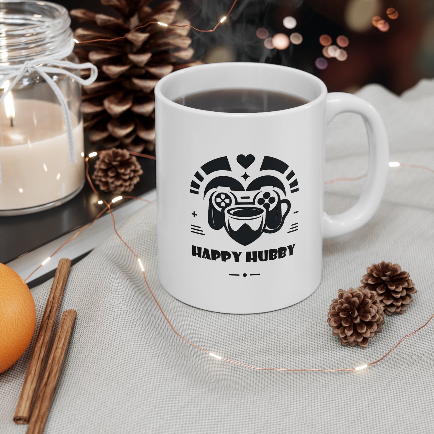 Valentine's Day Husband Mug - Gamer Heart Love Cup, 11oz Romantic Coffee Mug, Unique Gaming Themed Gift, Husband Valentine Ceramic Mug