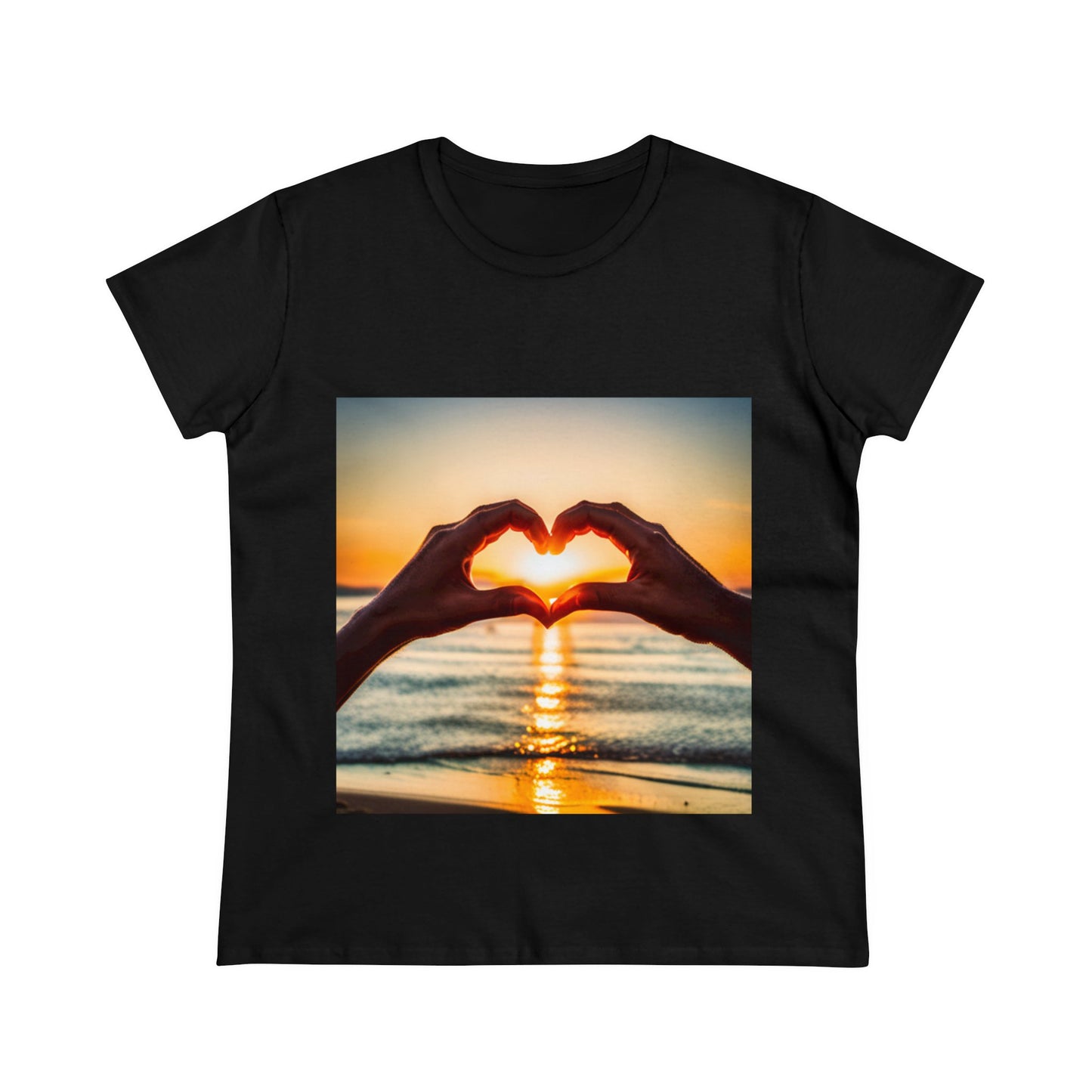 Sunset Heart Women's Midweight Cotton Tee