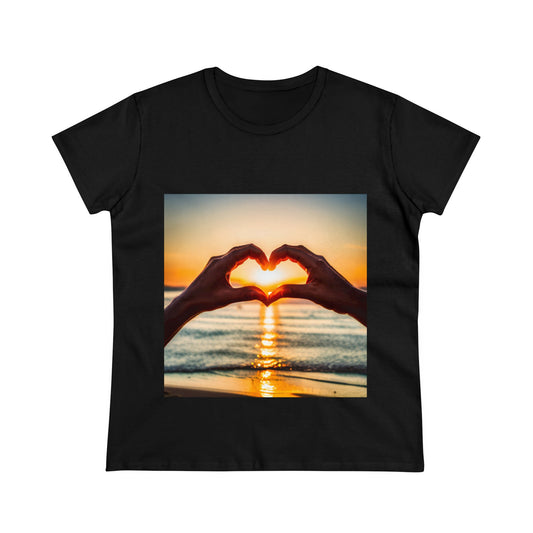 Sunset Heart Women's Midweight Cotton Tee