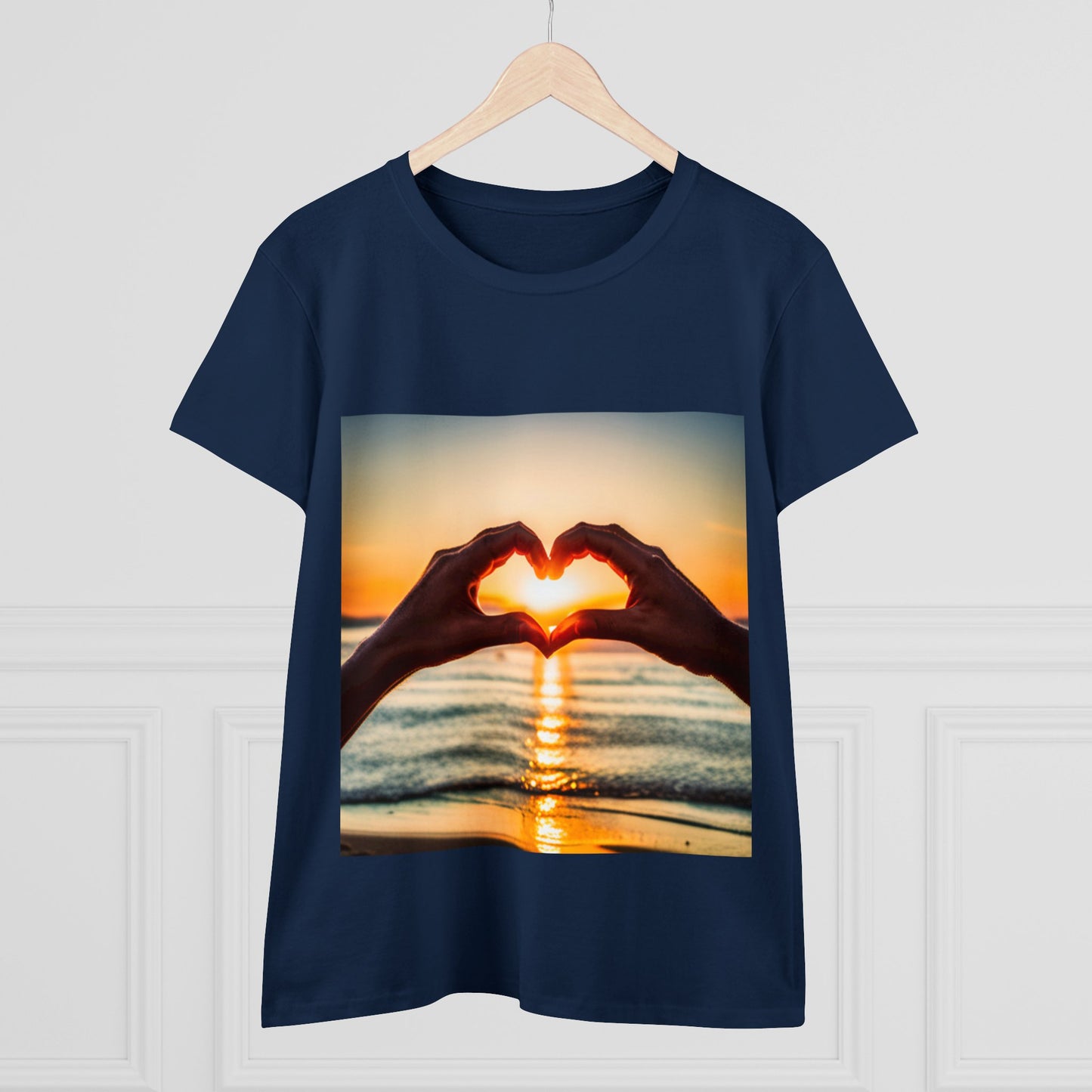 Sunset Heart Women's Midweight Cotton Tee