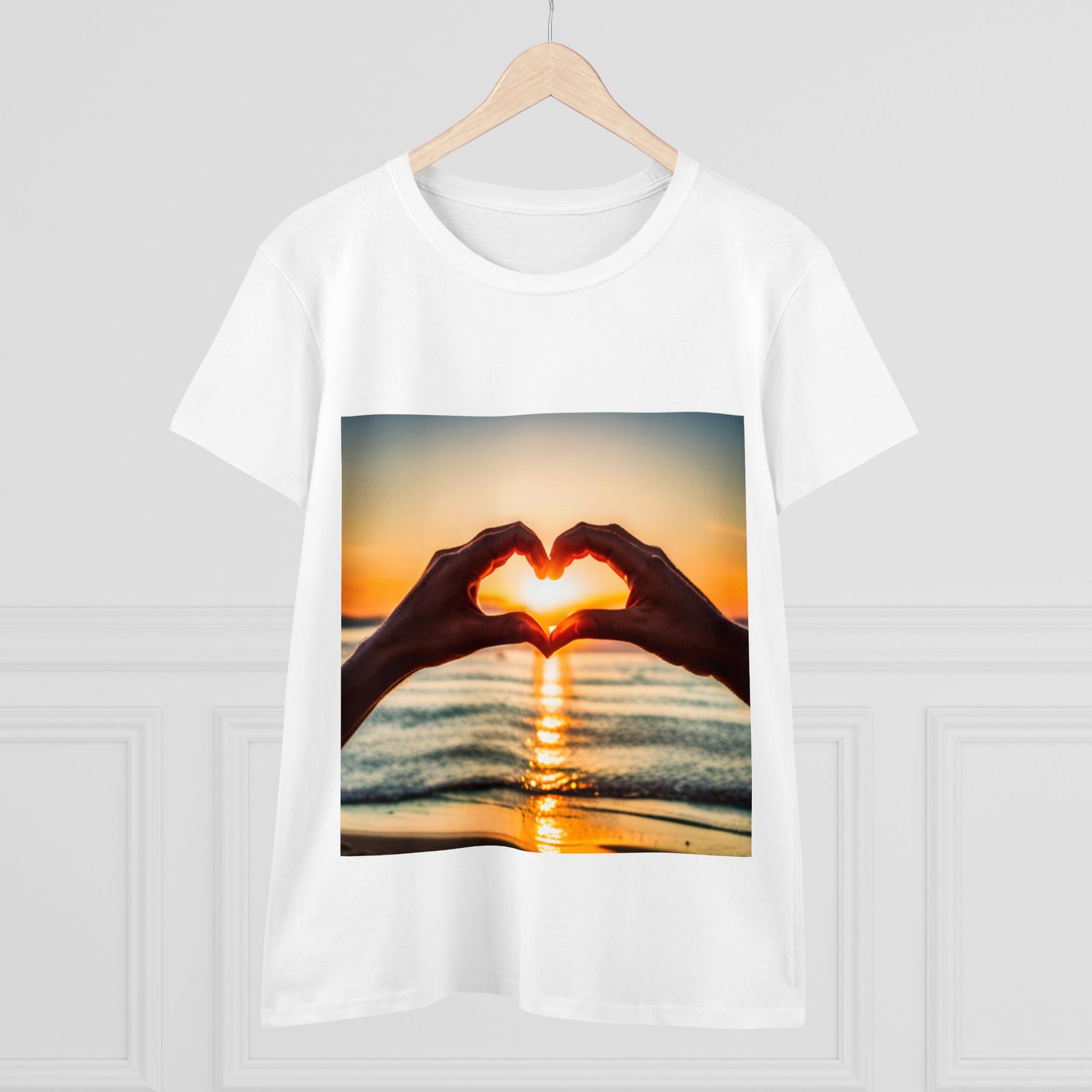 Sunset Heart Women's Midweight Cotton Tee