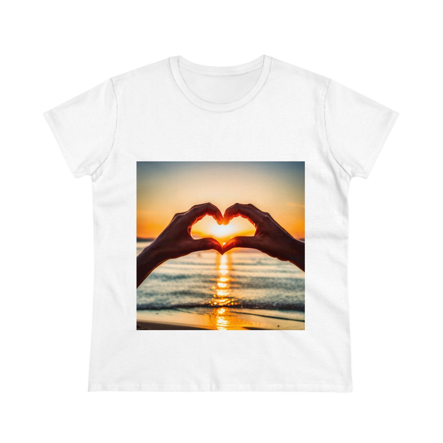 Sunset Heart Women's Midweight Cotton Tee