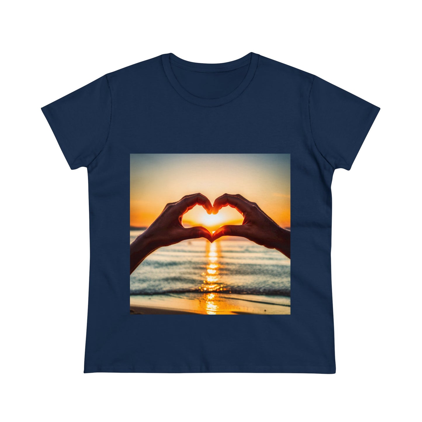 Sunset Heart Women's Midweight Cotton Tee