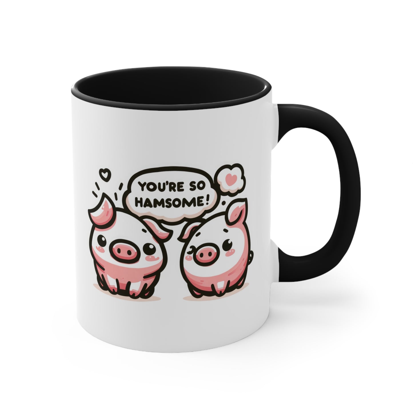 Two-Tone Ceramic Mug, 'You're So Hamsome', Quirky Animal Cup, Gift for Couples, Valentine's Day Mug